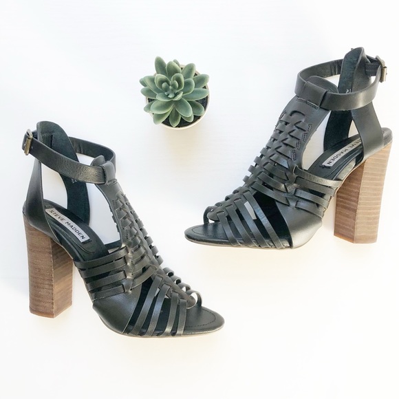 Steve Madden Sandrina Block Heel Black Sandals Size 7 - Picture 9 of 9